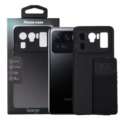 Husa Xiaomi Mi 11 Ultra 5G Spacer, negru, grosime 2mm, material flexibil silicon + interior cu microfibra SPPC-XI-MI-11U5G-SLK