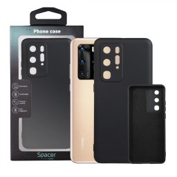 Husa Huawei telefon P 40 Pro, negru, tip back cover, material flexibil silicon + interior cu microfibra, SPPC-HU-P-40P-SLK