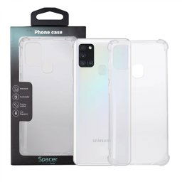 Husa Samsung Galaxy A21S Spacer, transparenta, grosime 1.5mm, protectie suplimentara antisoc la colturi, material flexibil TPU SPPC-SM-GX-A21S-CLR