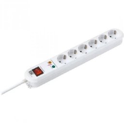 PRELUNGITOR Bachmann, Schuko x 6, conectare prin Schuko (T), cablu 1.5 m, protectie supratensiune, alb, B381.2501KR (timbru verde 0.18 lei)