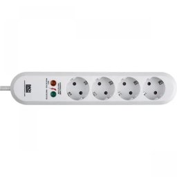 PRELUNGITOR Bachmann, Schuko x 4, conectare prin Schuko (T), cablu 1.5 m, protectie supratensiune, alb, B381.2212K (timbru verde 0.18 lei)