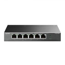 SWITCH PoE TP-LINK 6 porturi 10/100Mbps (4 PoE+), IEEE 802.3af/at, carcasa metalica TL-SF1006P (timbru verde 2 lei)