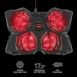 STAND TRUST GXT Yozu notebook 17.3 , sita metal, 4 x fan 12cm, LED rosu, negru, TR-20817 (timbru verde 2 lei)