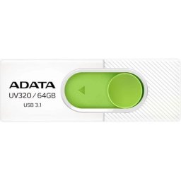 MEMORIE USB 3.2 ADATA 64 GB, retractabila, carcasa plastic, alb / verde, AUV320-64G-RWHGN (timbru verde 0.03 lei)