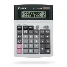 Calculator de birou CANON, WS-1210THB, ecran 12 digiti, alimentare solara si baterie, display LCD, functie business, tax si conversie moneda, GRI, 0694B001AC (timbru verde 0.18 lei)