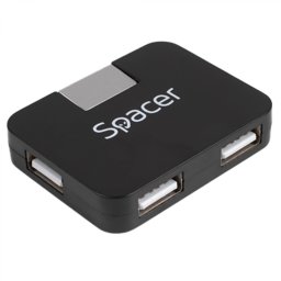 HUB extern SPACER, porturi USB: USB 2.0 x 4, conectare prin USB 2.0, cablu 1m, negru, SPH-316 (timbru verde 0.8 lei)