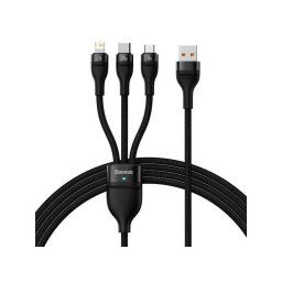 CABLU alimentare si date Baseus Flash- One-for-three Retractable- pt smartphone-USB la Micro-USBLightning USB Type-C 100W- 12m-