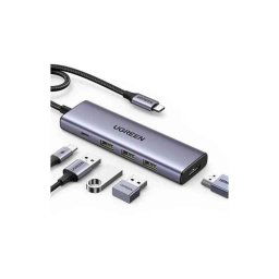 DOCKING Station Ugreen- CM498 conec PC USB Type-C- USB 32 x 2-HDMI 4Kx1 la 60Hz-USB-C x 2 PD 100W- aluminiu- gri 45379timbru ver