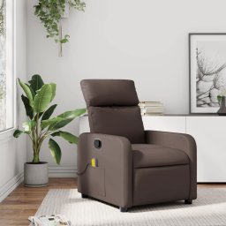 Fotoliu de masaj rabatabil, maro, piele ecologica GartenMobel Dekor