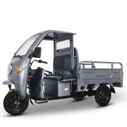 Triciclu Electric Tuk Tuk cu cabina, Voltarom Hercules, motor 3900W, 72V, 45 AH, viteza maxima 45 km pe ora, pana la 50km autonomie, Cu Permis, Gri