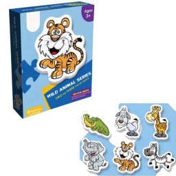 Puzzle Educational Animale din Jungla pentru Copii – Set cu 6 Modele Colorate, +3 Ani