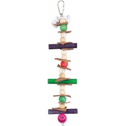 Trixie jucarie colorata cu franghie, piele si perle pentru pasari (28 cm)