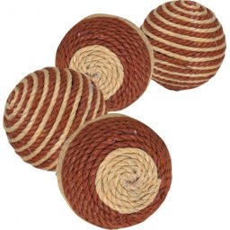 Trixie minge de plastic infasurata in bumbac pentru pisici 4cm Maro/Bej
