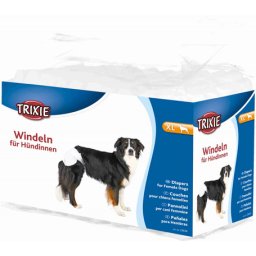 Trixie scutece pentru câini femele (XL; 40-58 cm ---> de exemplu pentru German Shephard, Rottweiler | 12 buc / pachet)