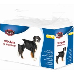 Trixie scutece pentru câini femele (L; 38-56 cm ---> de exemplu pentru Golden Retriever, Labrador | 12 buc / pachet)