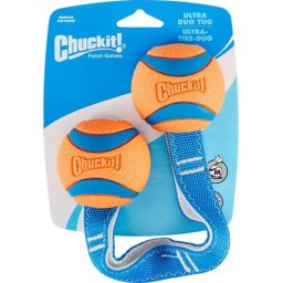 Chuckit! Ultra Duo Tug mingi rezistente din cauciuc cu curele (M; 2 x 6 cm)