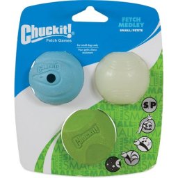 Chuckit! Fetch Medley mingi pentru câini (S ~ 5 cm; 3 bile diferite / set | Whistler, Max Glow, Erratic)