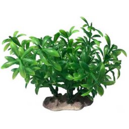 Plantă artificială cu bază cu aspect natural și culoare verde pentru acvariu (14 x 12.5 cm)