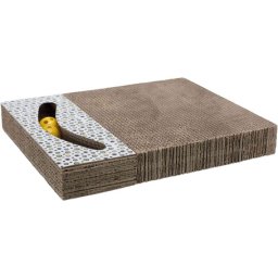 Trixie suport de zgâriat dreptunghiular din carton cu 2 bile pentru pisici (38 x 5 x 30 cm)