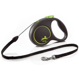 Flexi Design lesă retractabilă cu șnur - S, până la 12 kg, 5 m, verde