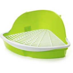 JK Animals tavă pentru litieră de colț cu zăbrele pentru rozătoare, de culoare lime, mărimi (180 x 180 x 250 mm)