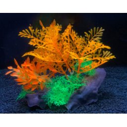 Plantă artificială de acvariu cu frunze portocalii și verzi 17 cm