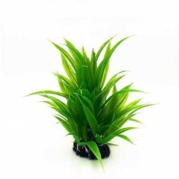 Plantă artificială de acvariu alge marine cu frunze late, verde închis 20 cm