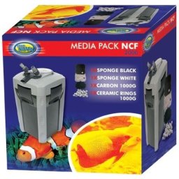 Aqua Nova NCF-2000 - Set de medii de filtrare pentru filtrele externe de acvariu NCF (Burete, vată, 1 kg carbon activ, 1 kg inel ceramic)