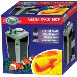 Aqua Nova NCF-1000/1200/1500 - Set de medii de filtrare pentru filtrele externe de acvariu NCF (Burete, vată, 700 g carbon activ, 700 g inel ceramic)