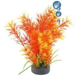 Happet piatră oxigenare plantă artificială portocalie, decor acvariu (19 cm)