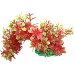Plantă de acvariu artificială roșie și verde cu tulpină flexibilă (15 cm)