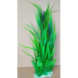 Plantă artificială de alge de acvariu cu tulpină lungă, cu floare purpurie cu tulpină lungă (43 cm)