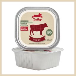 Leiky 100% carne de vită în tăviță pentru câini (6 x 300 g) 1.8 kg
