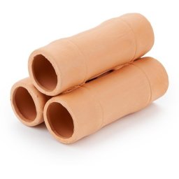 Piramidă de țevi din ceramică pentru acvariu și terariu (3 țevi | natur | 90 mm lungime)