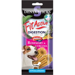 FitActive Hypoallergenic Denta-Sticks Digestion Rosemary & Curcuma - Batoane care susțin digestia și curăță dinții (S) 140 g
