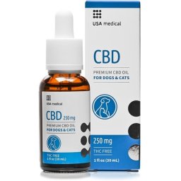 USA Medical ulei premium CBD pentru câini și pisici (250 mg ulei CBD / 30 ml)
