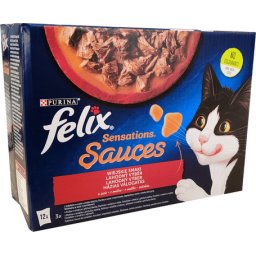 Felix Sensations Sauces hrană pentru pisici la pliculeț – Selecție de casă la pliculeț – Multipack (1 carton | 12 x 85 g) 1020 g