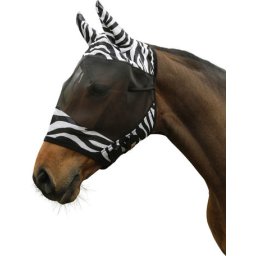 Covalliero RugBe Zebra mască împotriva muștelor cu protecție pentru urechi, pentru ponei