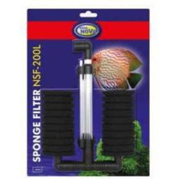 Aqua Nova Sponge Filter NSF-200L sistem filtrant dublu, ventuză și bureți (16.5 cm x 6 cm x 23 cm | Pt acvariu de max. 200 L)