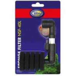 Aqua Nova Sponge Filter sistem filtrant mono, ventuză și bureți (9 cm x 5 cm x 13.5 cm | Pt acvarii de max 40 L)