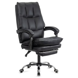 Scaun directorial negru din piele sintetica, cu suport de picioare, rabatabil si elegant OFF 417
