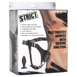 Strict - centură de castitate bărbați cu plug anal (negru)