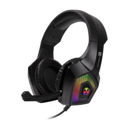 Căști LED RGB cu fir cu microfon pentru jocuri video CONNECT IT CHP-5600-BK negru