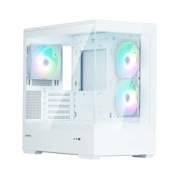 CARCASA Zalman P30 v2, mini tower, gaming, fara sursa, suporta 9xfan, 3xfan inclus, PSU shroud, USB Type-C x 1, USB 3.1 gen1 x 1, audio+mic, 5 sloturi expansiune, alb, P30 White V2 (timbru verde 0.24lei)