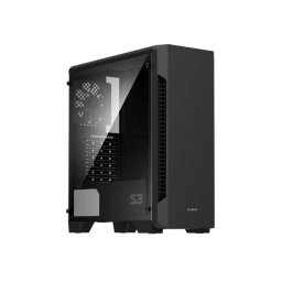 CARCASA Zalman S3, middle tower, gaming, fara sursa, suporta 8xfan, 1xfan inclus, PSU shroud, USB 3.1 gen1 x 1, USB 2.0 x 2, audio+mic, 7 sloturi expansiune, negru, S3 (timbru verde 0.08lei)