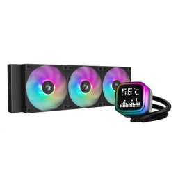 COOLER DeepCool LP360, skt. Intel si AMD, racire cu lichid, 3 x 120mm, 600 - 2400 RPM, iluminare RGB adresabil, afisaj digital, negru R-LP360-BKMSNC-G-1 (timbru verde 2.00 lei)
