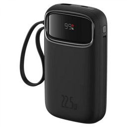 POWER BANK Baseus Qpow2 Dual-Cable, 20000mAh, PD 3.0 + QC 3.0 22.5W, 1 x USB; 1 x Iphone Lightning; 2 x USB Type-C, digital display pt. status baterie, total 2.4A, negru, P10055002113-00 (timbru verde 0.98 lei) - 6932172636241