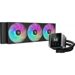 DeepCool MYSTIQUE 360, skt. Intel si AMD, racire cu lichid, 3 x 120mm, 600 - 2400 RPM, iluminare RGB, afisaj digital, negru R-LX750-BKADSNC-G-1 (timbru verde 2.00 lei)