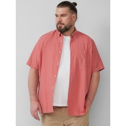 s.Oliver Big Sizes Camasa barbati big sizes, cu maneca scurta, buzunar la piept, Roz prafuit (SELECTATI MARIMEA: 3XL)