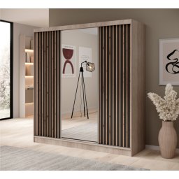 Dulap cu usi glisante si oglinda, 200x61x215 cm, Ida 200, ADRK Furniture